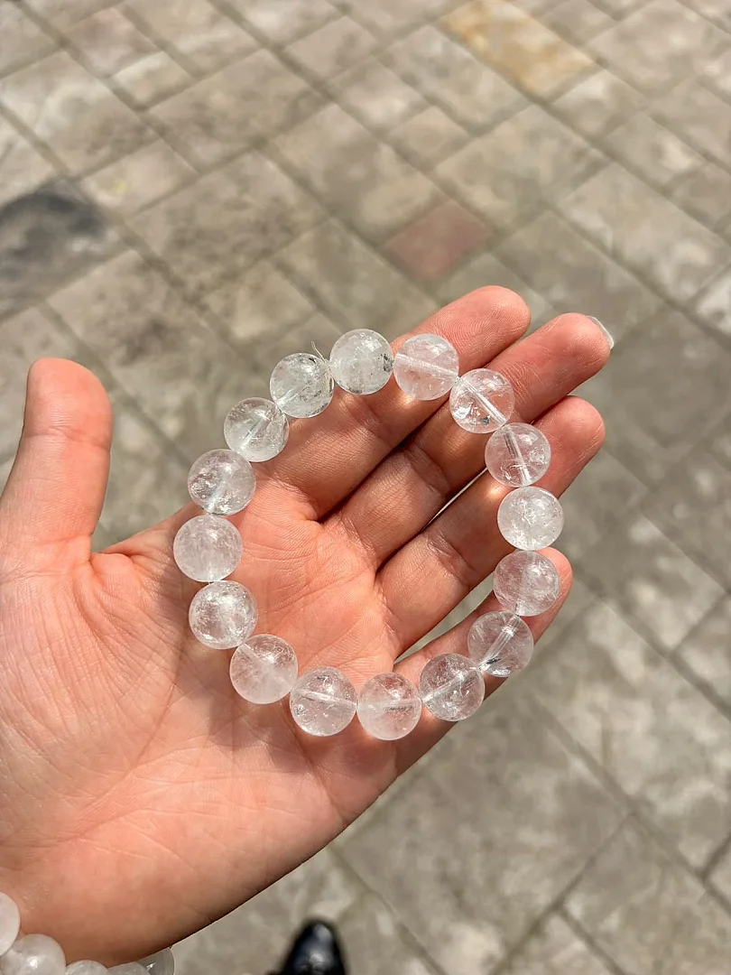 Beyaz Kuvars 14mm Bileklik - 