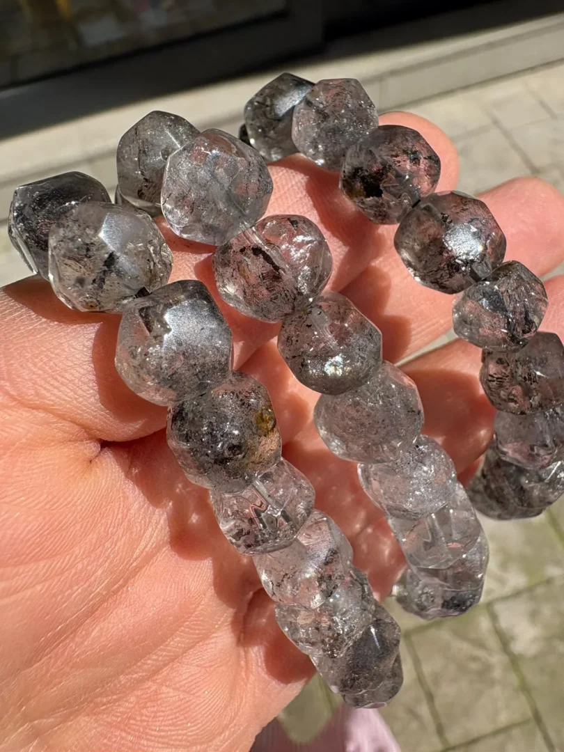 Herkimer Elması Bileklik -Siyah - 